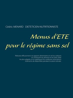 cover image of Menus d'été pour le régime sans sel